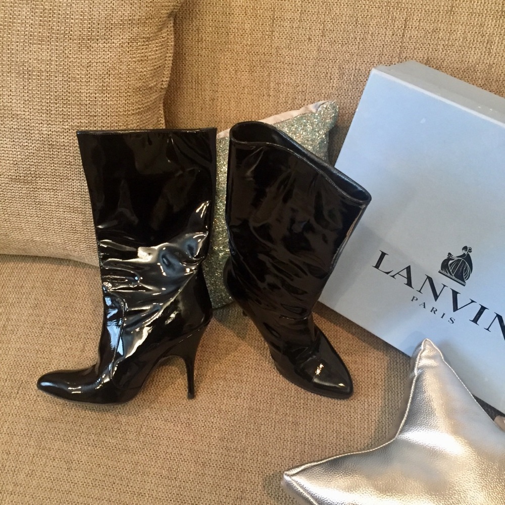 💖✨Lanvin Paris💖Black Pattern Leather short boots - Picture 2 of 16